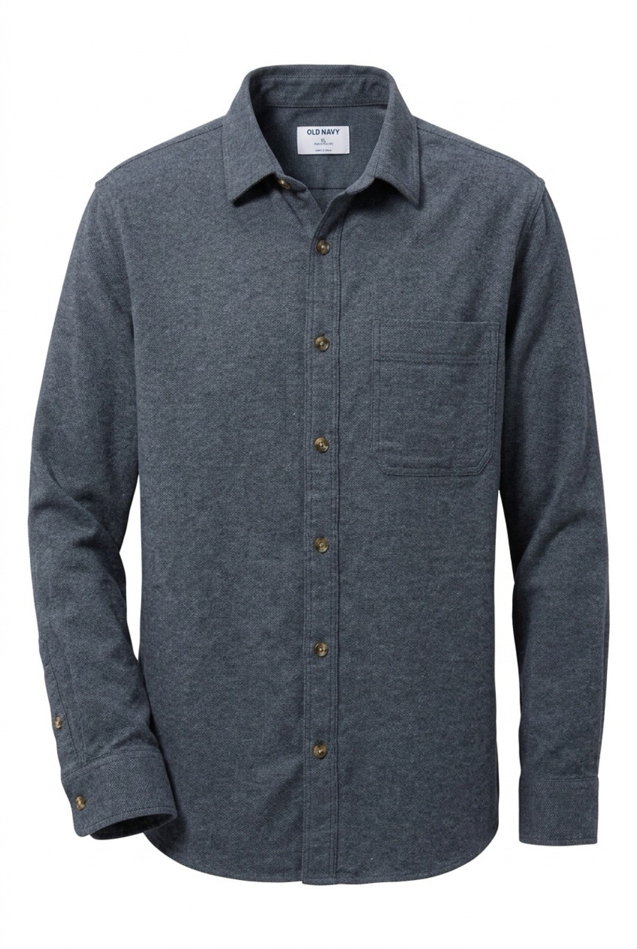 NEW with tags, Old Navy Button Front Shirt Blue Herringbone Cotton XL